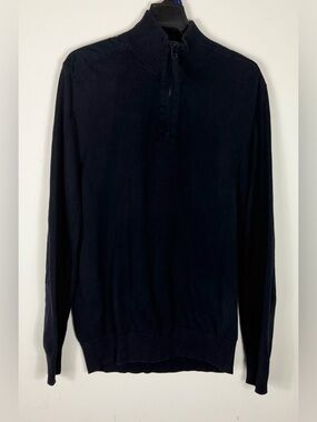 Gap Men's Navy Quarter-Zip Sweater elbow patch size XL